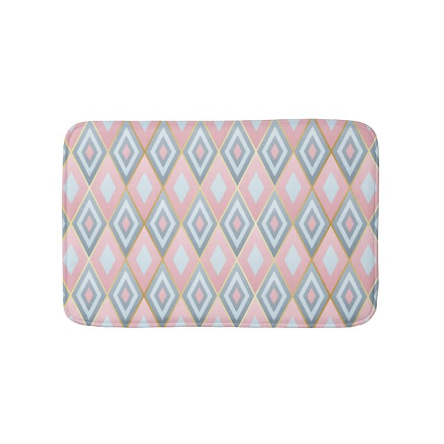 Tapis De Bain Formes rhombus vérifiées, motif géométrique. (Devant)