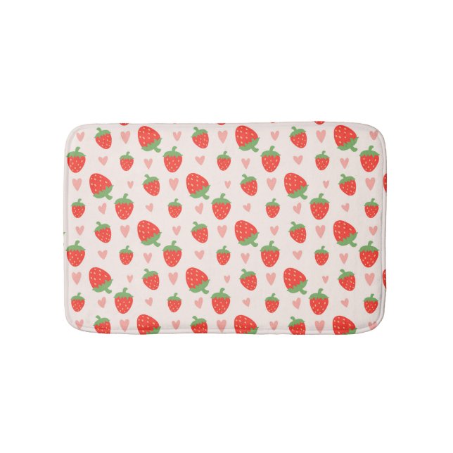 Tapis De Bain Fraises et Coeurs doux Mat de bain (Devant)