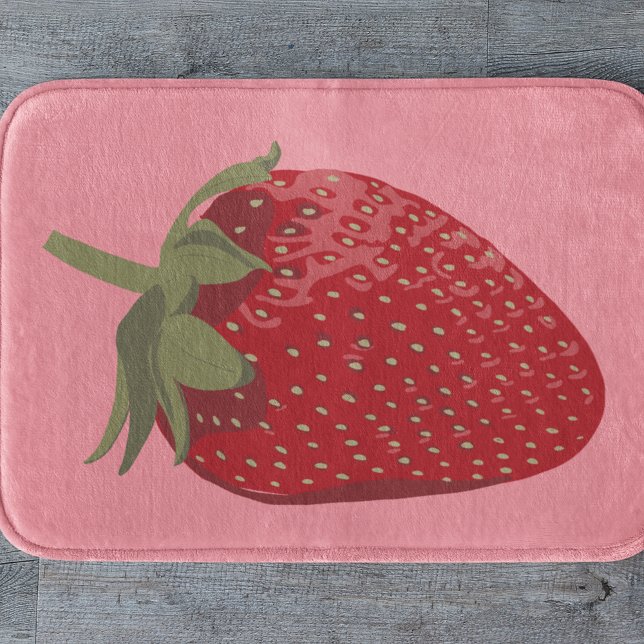 Tapis De Bain Framboise rouge mûre sur rose Illustré (Créateur téléchargé)
