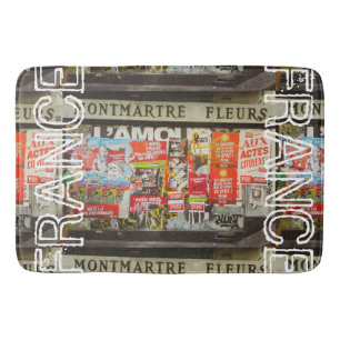 Tapis De Bain France Paris Cityscape Montmartre Fleurs