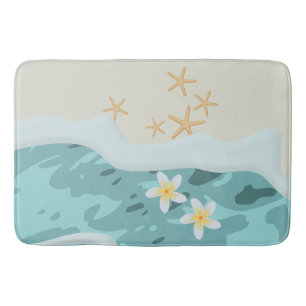 Tapis De Bain Frangipanis flottants sur la plage Vague Rencontre