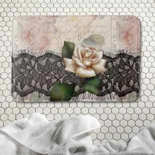 Tapis De Bain french scripts vintage lace victorirose blanche