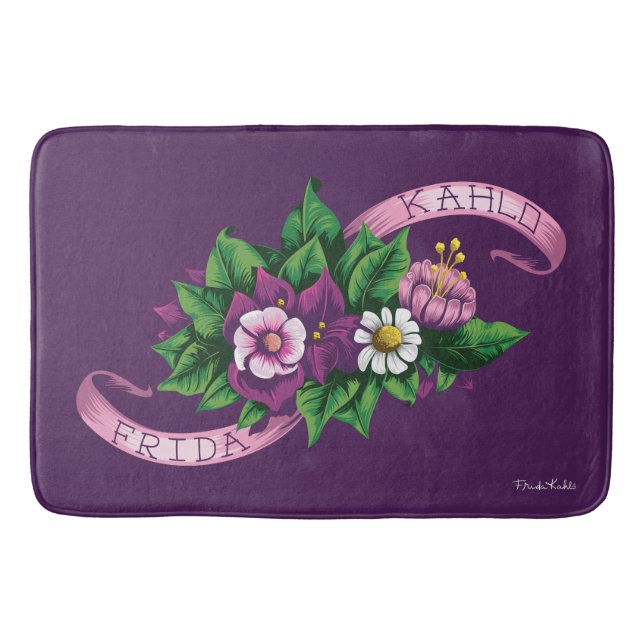 Tapis De Bain Frida Kahlo | Bouquet floral pourpre (Devant)