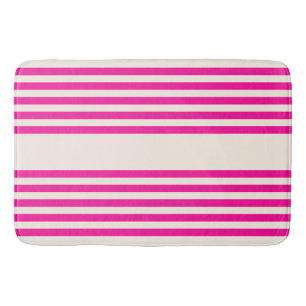Tapis De Bain Fuchsia et beige cinq rayures motif