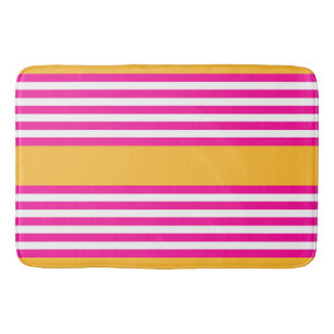 Tapis De Bain Fuchsia et jaune cinq bandes motif