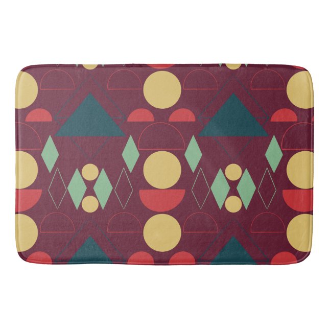 Tapis De Bain Fuchsia géométrique moyenne du milieu du siècle (Devant)