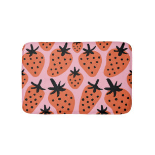 Tapis De Bain Fun fraise, design artisanal sans couture.