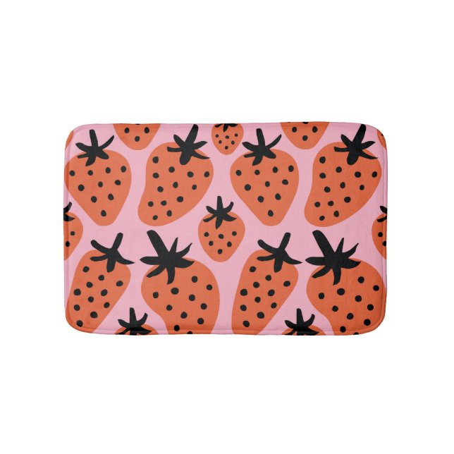 Tapis De Bain Fun fraise, design artisanal sans couture. (Devant)