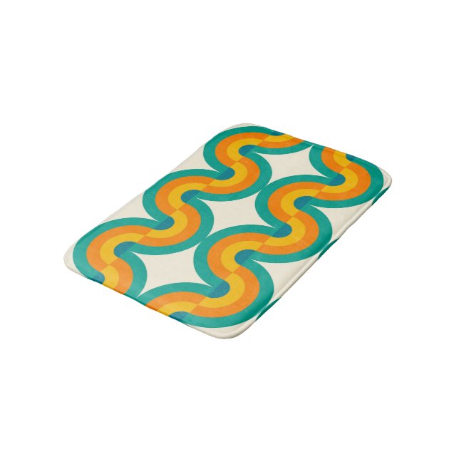 Tapis De Bain Funky Eclectic Retro Demi Cercles Art Motif (Angle)