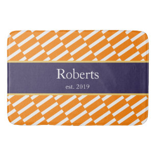 Tapis De Bain Funky Orange Motif Nom de famille et année moderne