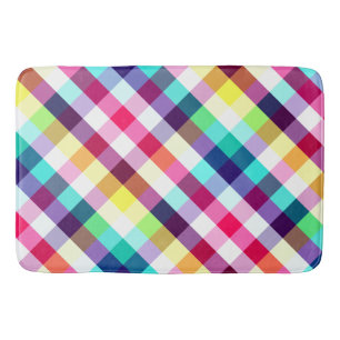 Tapis De Bain Funky Rainbow Plaid Motif Grand Mat de bain