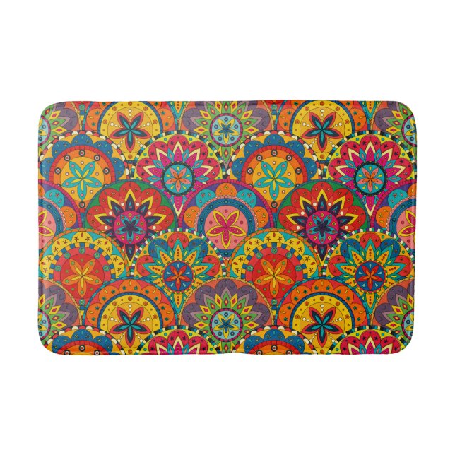 Tapis De Bain Funky Retro couleur Motif Mandala (Devant)