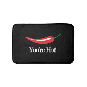 Tapis De Bain Funny black bathmat with red hot chili pepper icon
