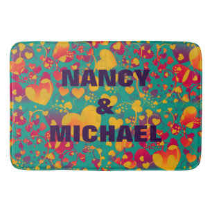 Tapis De Bain Funny Heart Motif IX - vert rouge jaune