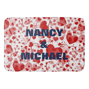 Tapis De Bain Funny Heart Motif VII - rouge blanc + votre idée