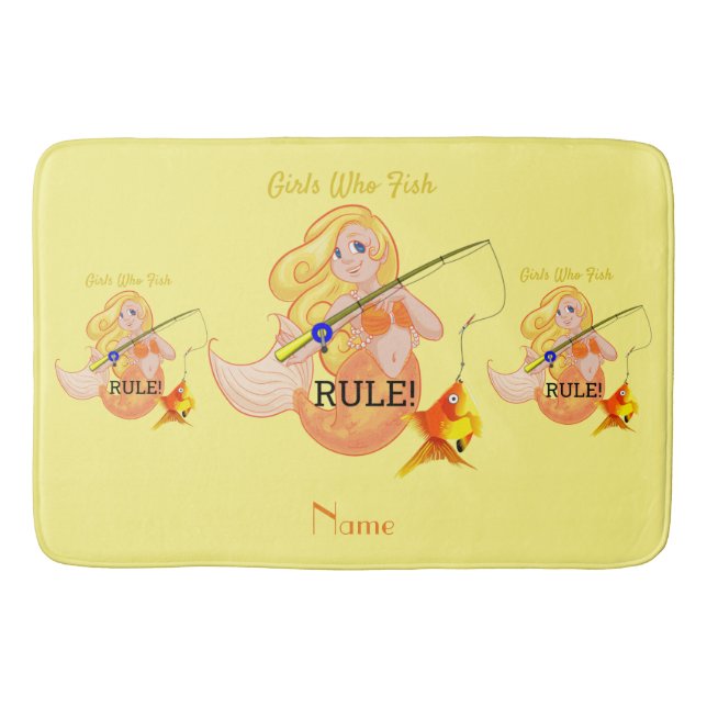 Tapis De Bain Funny Pêche Fille Sirène Thunder_Cove (Devant)