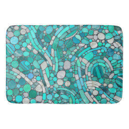 Tapis De Bain Galets Mosaïque Art -Aquamarine et Pearl