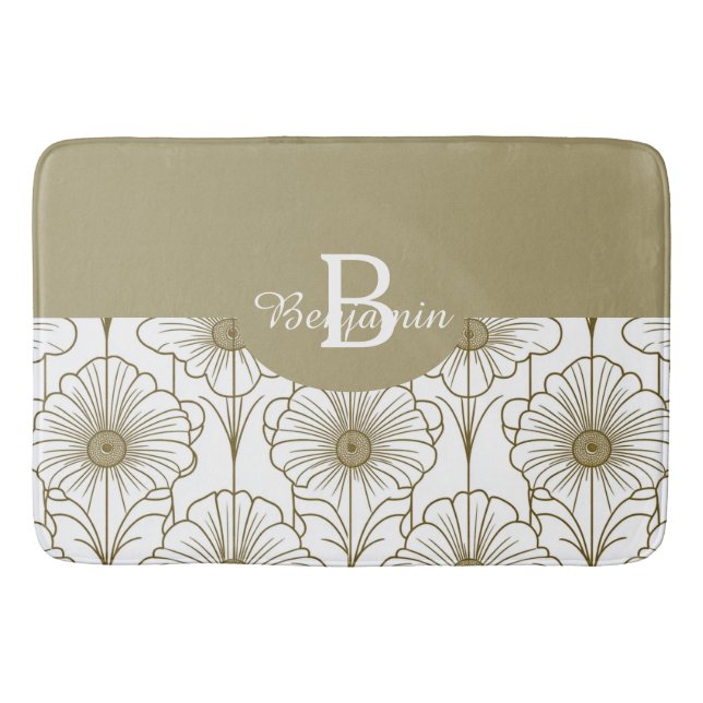 Tapis De Bain Gamme d'or Motif Floral Mat de bain (Devant)