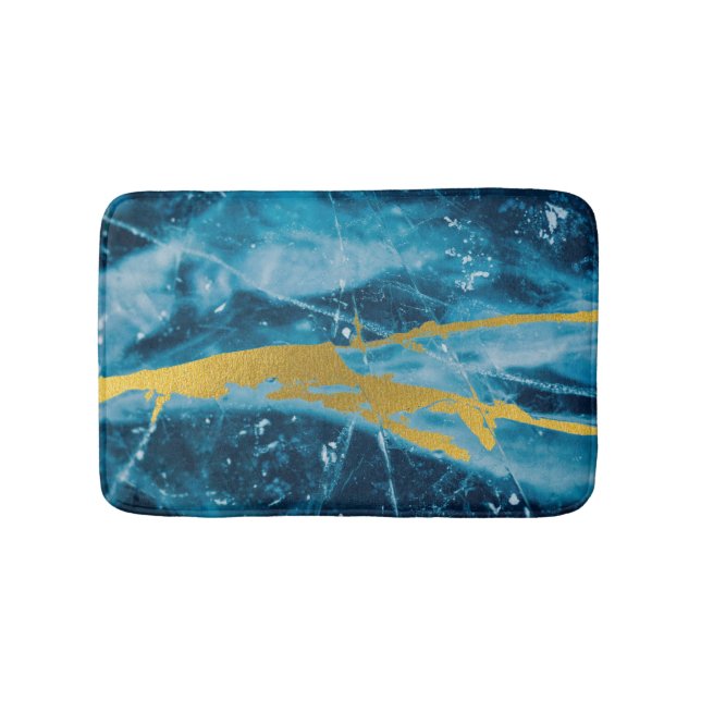 Tapis De Bain Géode Agate Gemstone Blue et Gold (Devant)