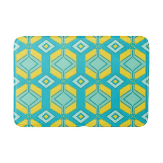 Tapis De Bain Géométrique Abstrait Moderne Hexagone Sarcelle et 