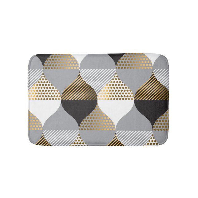 Tapis De Bain Géométrique de luxe : noir, or motif (Devant)