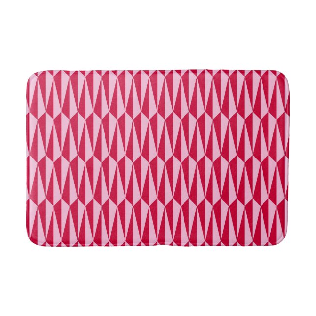 Tapis De Bain Géométrique du milieu du siècle, fuchsia et rose (Devant)