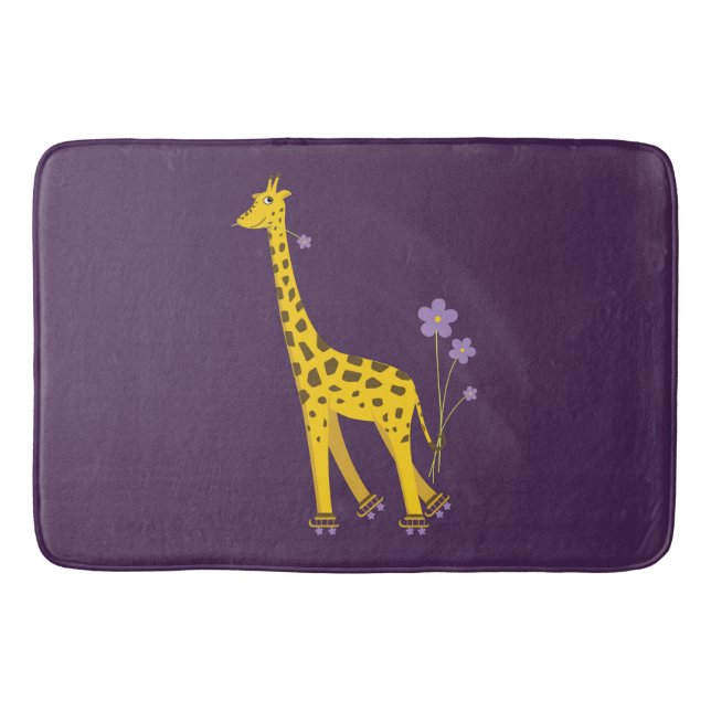 Tapis De Bain Girafe drôle pourpre de patinage de rouleau (Devant)