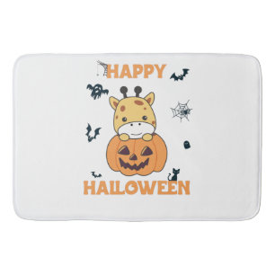 Tapis De Bain Giraffe En Giraffes Cute Citrouille Joyeux Hallowe