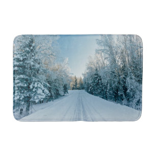 Tapis De Bain Glace et neige Route d'hiver gelée Russie, Sibér