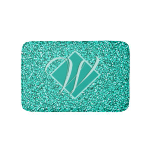 Tapis De Bain Glam étincelant Turquoises Parties scintillant ble