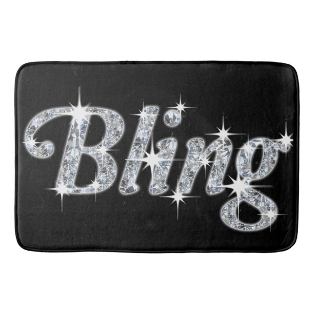 Tapis De Bain Glam faux losange scintillant de texte (Devant)