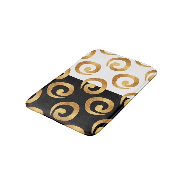 Tapis De Bain Glam Gold Curs sur noir et blanc (Angle)