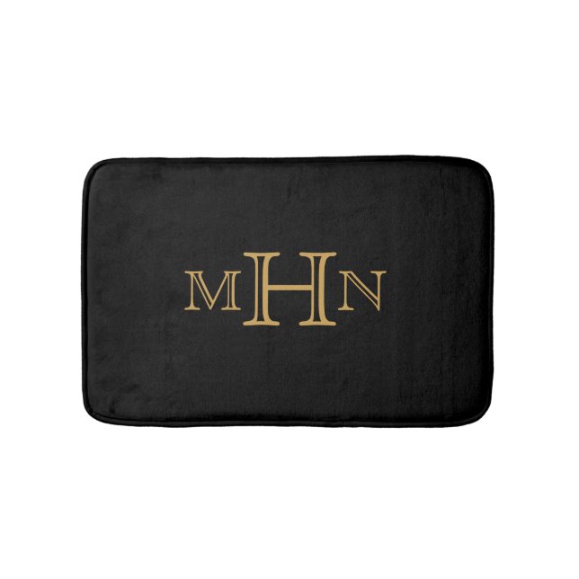 Tapis De Bain Glam gothique | Mat | Monogramme | Noir (Devant)