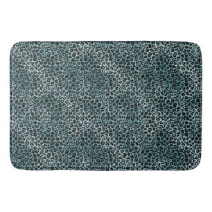 Tapis De Bain Glam Turquoise Turquoise Blue Empreinte de léopard