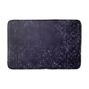 Tapis De Bain Glimmery Indigo Grunge Midnight Purple Damask