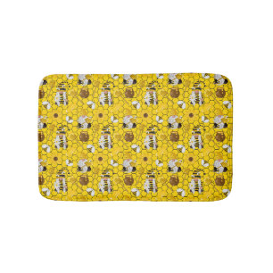 Tapis De Bain Gnomes Fabriquant du miel Jaune Floral Abeilles de