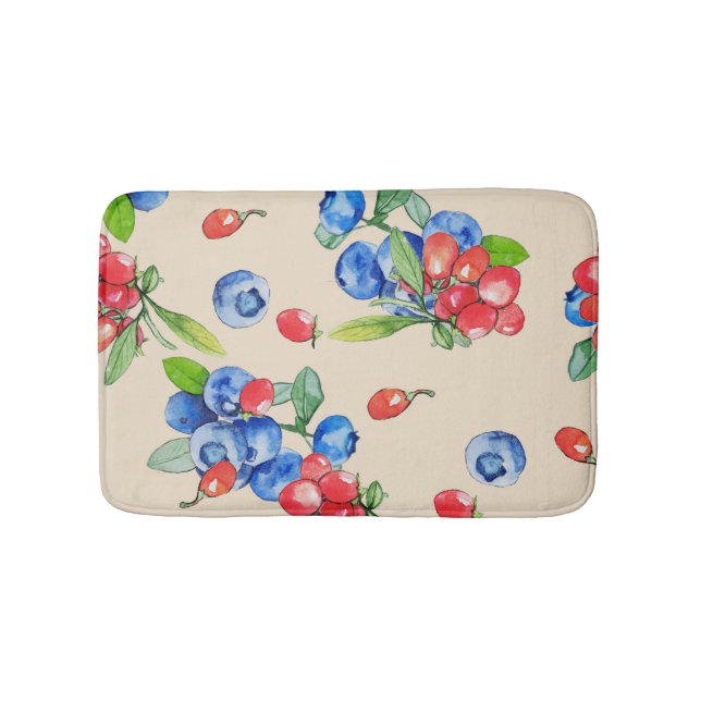 Tapis De Bain Goji, bleuet : aquarelle motif. (Devant)