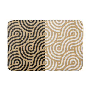 Tapis De Bain Gold Sea Ocean Waves Outlines Motif