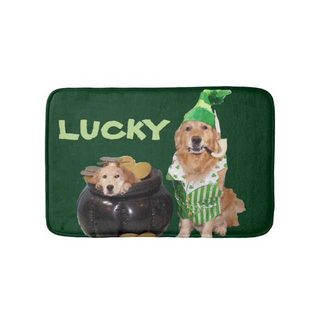 Tapis De Bain Golden Retriever Lucky Pot or (Devant)