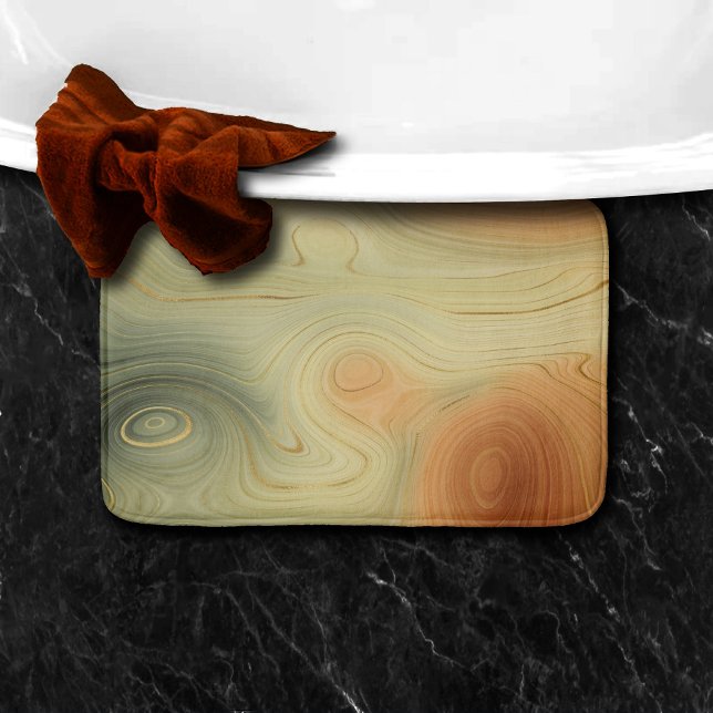 Tapis De Bain Golden Strata | Pêche Brûlée Orange Vert Agate (Créateur téléchargé)