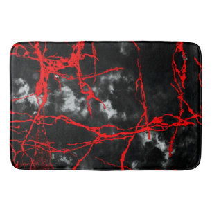 Tapis De Bain Goth nocturne d'horreur - Noir et Blanc, Rouge