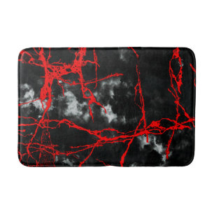 Tapis De Bain Goth nocturne d'horreur - Noir et Blanc, Rouge