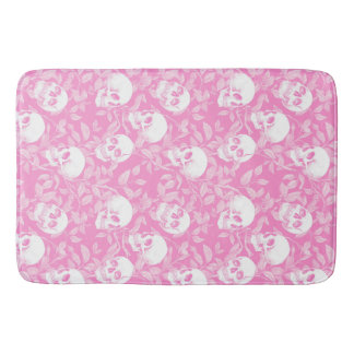Tapis De Bain Gothique rose punk crânes et feuillage Halloween f