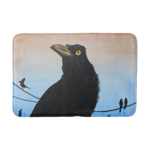 Tapis De Bain Grackle Austin Texas Bird Nature Peinture de la fa