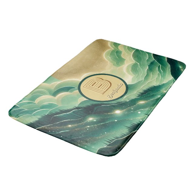 Tapis De Bain Gradient Emerald Kelly Parties scintillant verte M (Angle)