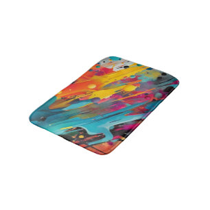 Tapis De Bain Graffiti éclaboussé de chaos vif