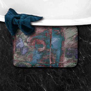 Tapis De Bain Graffiti peint Grunge Taupe bleu rouille