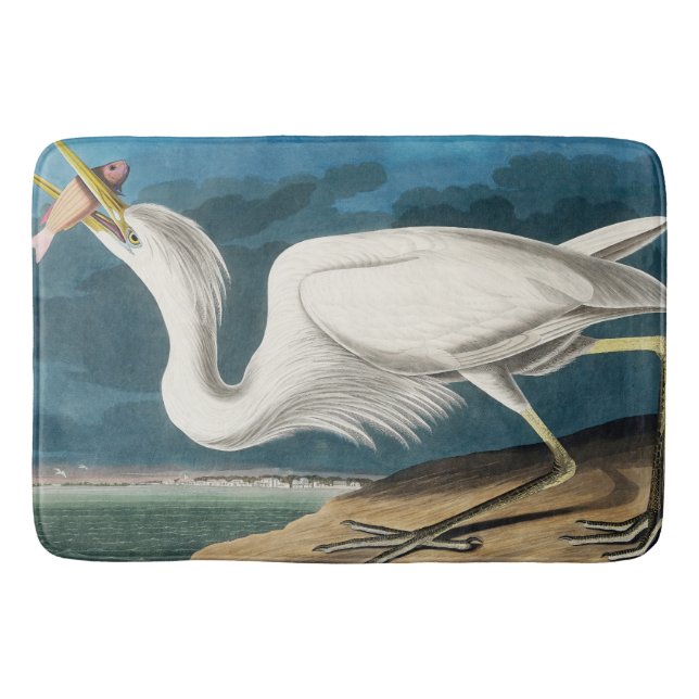 Tapis De Bain Grand héron blanc, 1835, Les oiseaux d'Amérique (Devant)