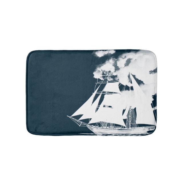 Tapis De Bain Grand navire et nuages Nautiques (Devant)