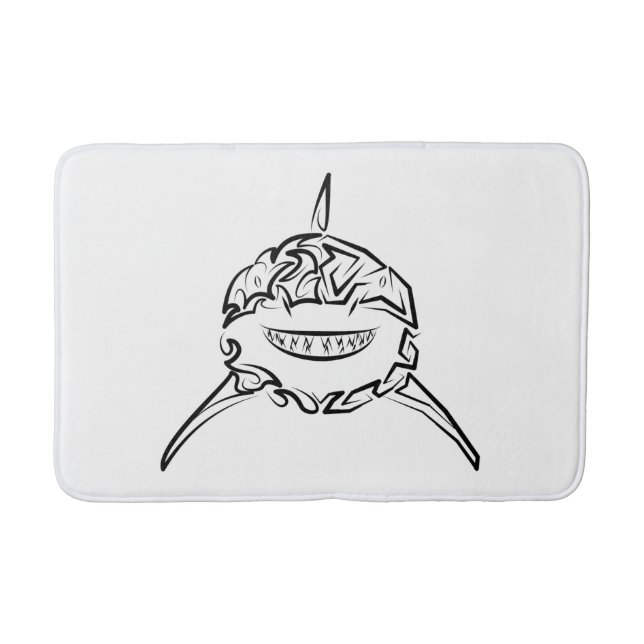 Tapis De Bain Grand requin blanc de la tribu noire et blanche (Devant)
